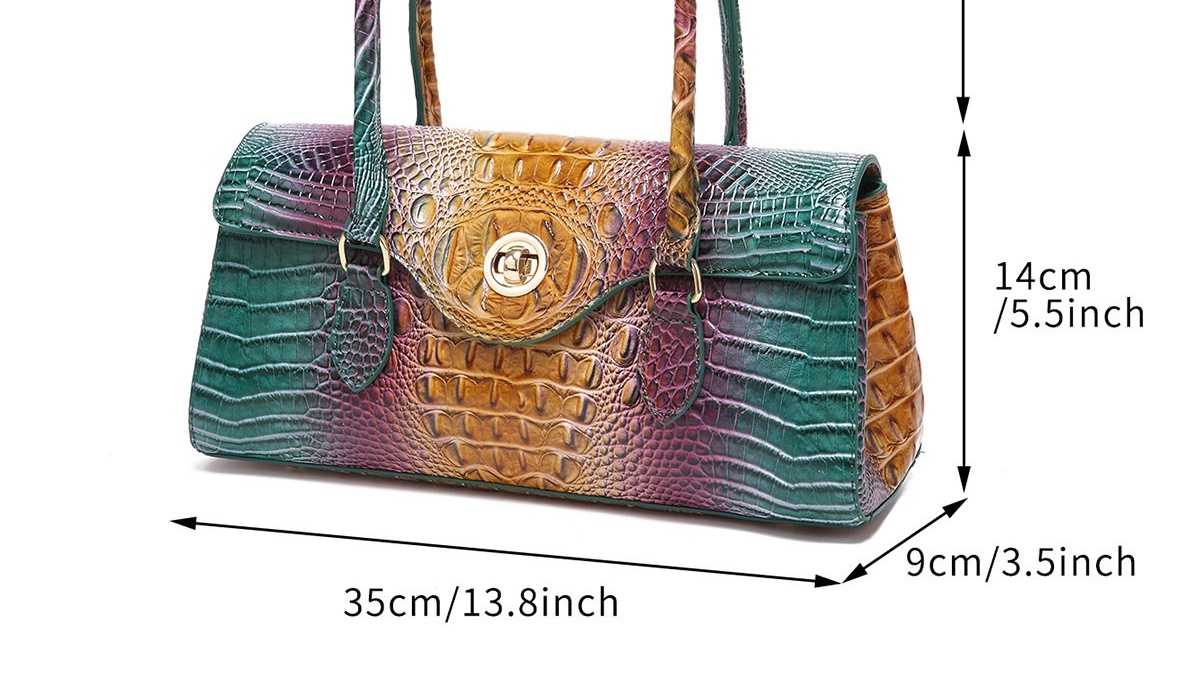 Túi Xách Nữ Da Vân Cá Sấu Retro Cầm Tay Kẹp Nách Baguette Nhiều Màu chi tiết 16