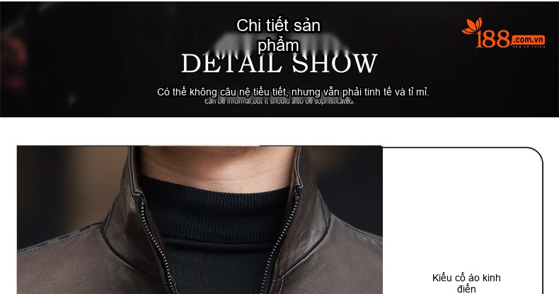Áo Khoác Da Nam Da Cừu Dáng Ngắn Màu Nâu Đậm chi tiết 13
