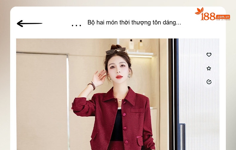 Bộ Vest Nữ Áo Khoác Lửng Tay Dài Chân Váy Midi Phong Cách Hàn Quốc Màu Nâu, Đỏ chi tiết 6