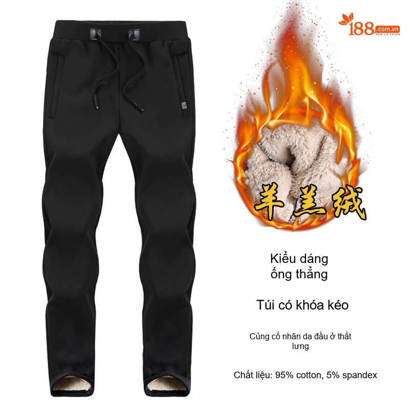 Quần thể thao nam lót lông cừu non dày dặn giữ ấm mùa đông