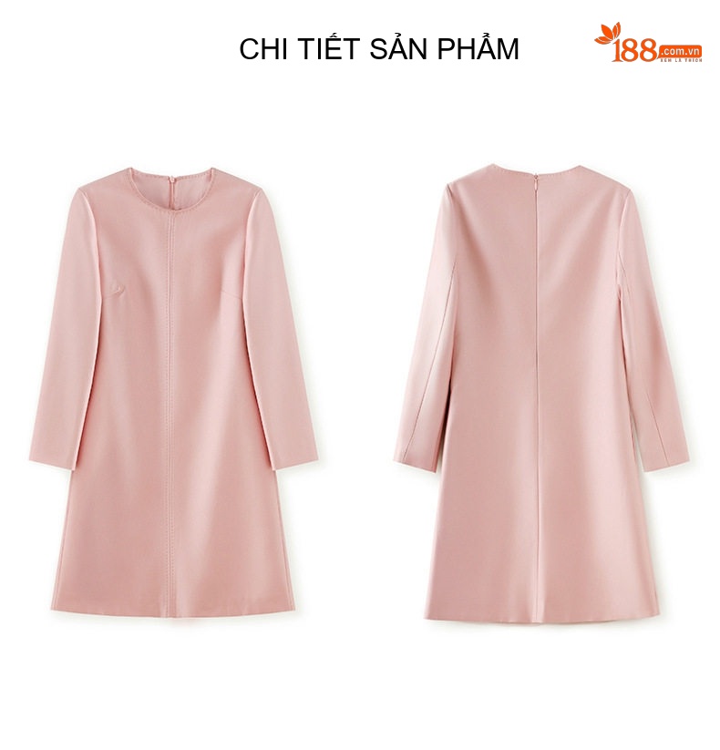 Đầm Liền Nữ dáng chữ A Thanh Lịch Tay Lỡ Phong Cách Công Sở Màu Đen, Hồng, Đỏ Tía chi tiết 20
