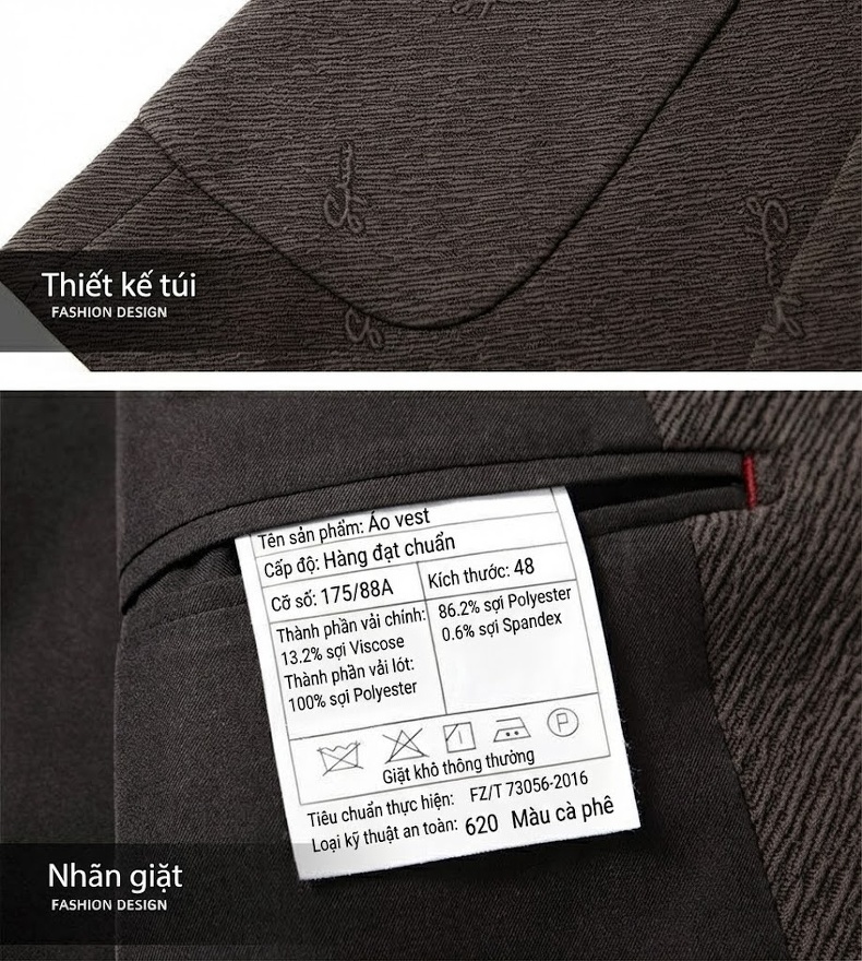 Áo Blazer Nam Dáng Ôm Vừa Họa Tiết Jacquard Phong Cách Doanh Nhân Màu Nâu, Đen chi tiết 15