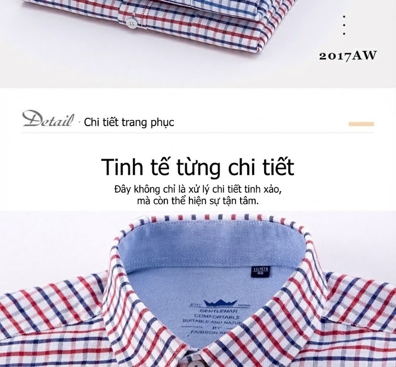 Áo Sơ Mi Nam Tay Dài Cotton Oxford Giặt Nước Kẻ Caro Mặc Đơn Giản Lót Trong Công Sở Màu Trắng, Xanh Dương, Xám, Hồng... chi tiết 16