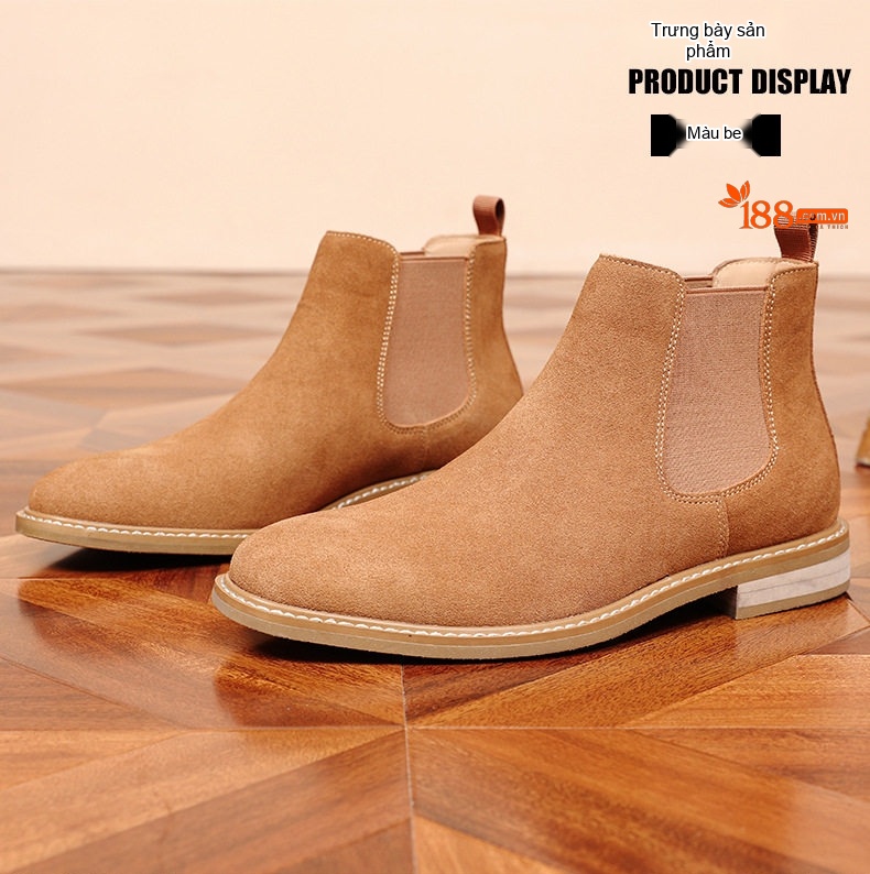 Boot Chelsea Nam Da Lộn Chiều Cao Đế Khoảng 3cm Màu Nâu Đậm, Nâu Vàng chi tiết 8