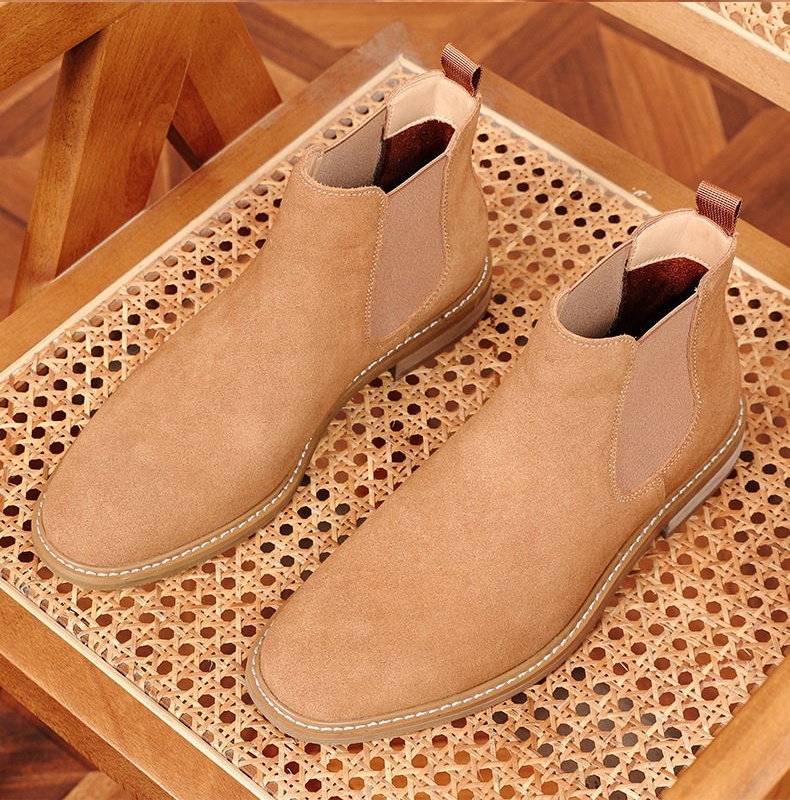 Boot Chelsea Nam Da Lộn Chiều Cao Đế Khoảng 3cm Màu Nâu Đậm, Nâu Vàng chi tiết 9