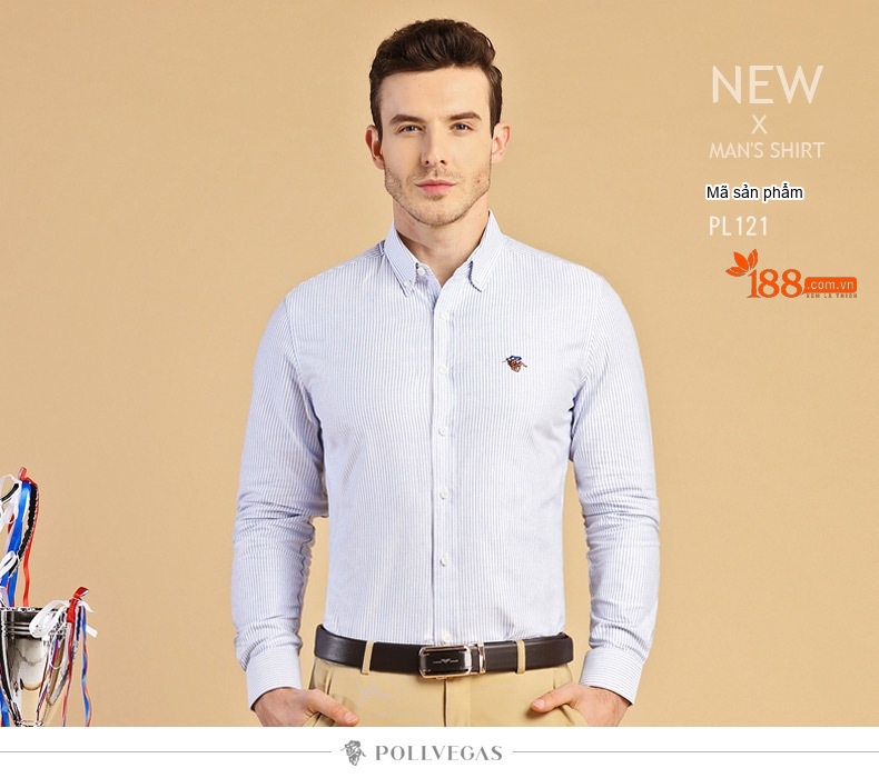 Áo Sơ Mi Nam Tay Dài Cotton Oxford Sọc Dáng Ôm Vừa Vặn Màu Xanh Dương, Trắng, Vàng, Hồng... chi tiết 14
