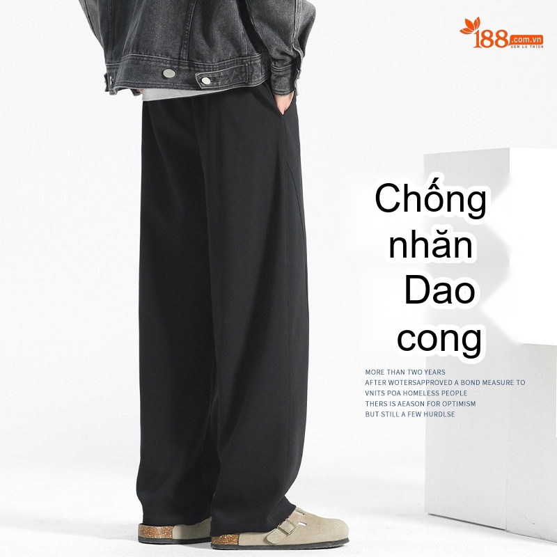 Quần Dài Nam Cotton Dáng Rộng Ống Suông Co Giãn Thoải Mái Màu Be, Đen, Xám, Xanh Navy chi tiết 20