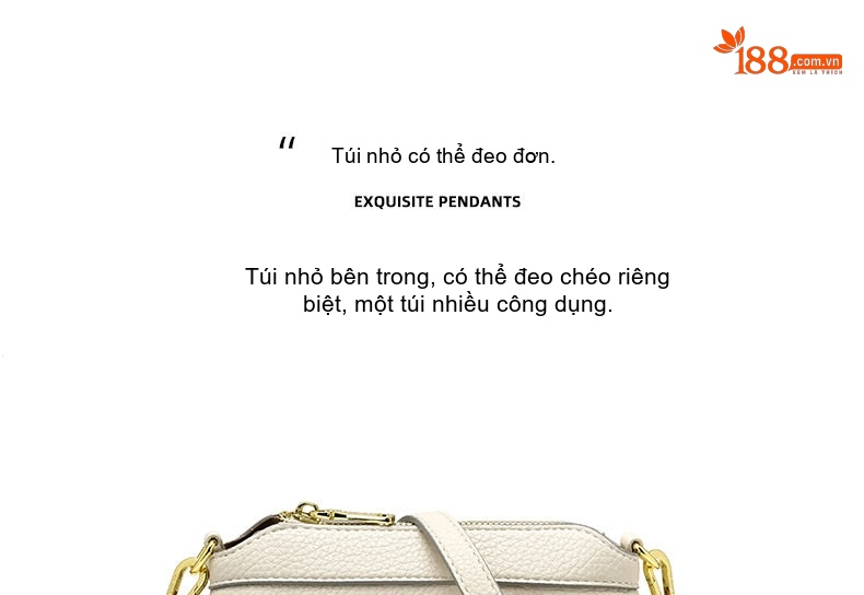 Túi Đeo Vai/Đeo Chéo Nữ Da Bóng Kiểu Túi Bucket Màu Trắng, Đen, Nâu chi tiết 6