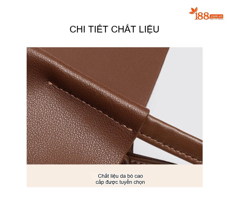 Túi Tote Nữ Da Thật Sức Chứa Lớn Đeo Vai Phong Cách Hàng Ngày Màu Nâu chi tiết 3