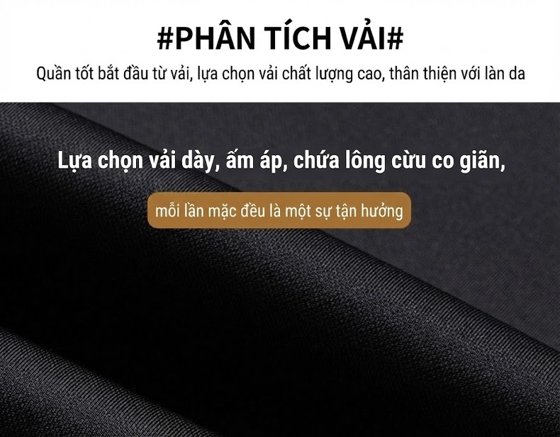 Quần Tây Nam Ống Đứng Dáng Suông Chất Liệu Lông Cừu Thoáng Khí Màu Đen, Xanh Navy chi tiết 4