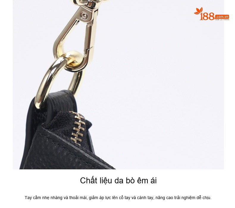 Túi Đeo Vai Nữ Da Bò Lớp Đầu Thời Trang Màu Đen chi tiết 14