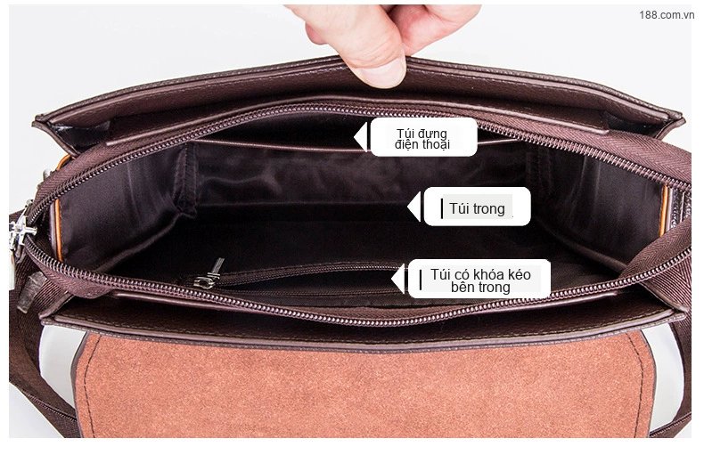 Túi Đeo Chéo Nam Khóa Số Chống Trộm Chất Da Thật Cao Cấp Túi Đeo Vai Mini Màu Đen, Nâu chi tiết 10