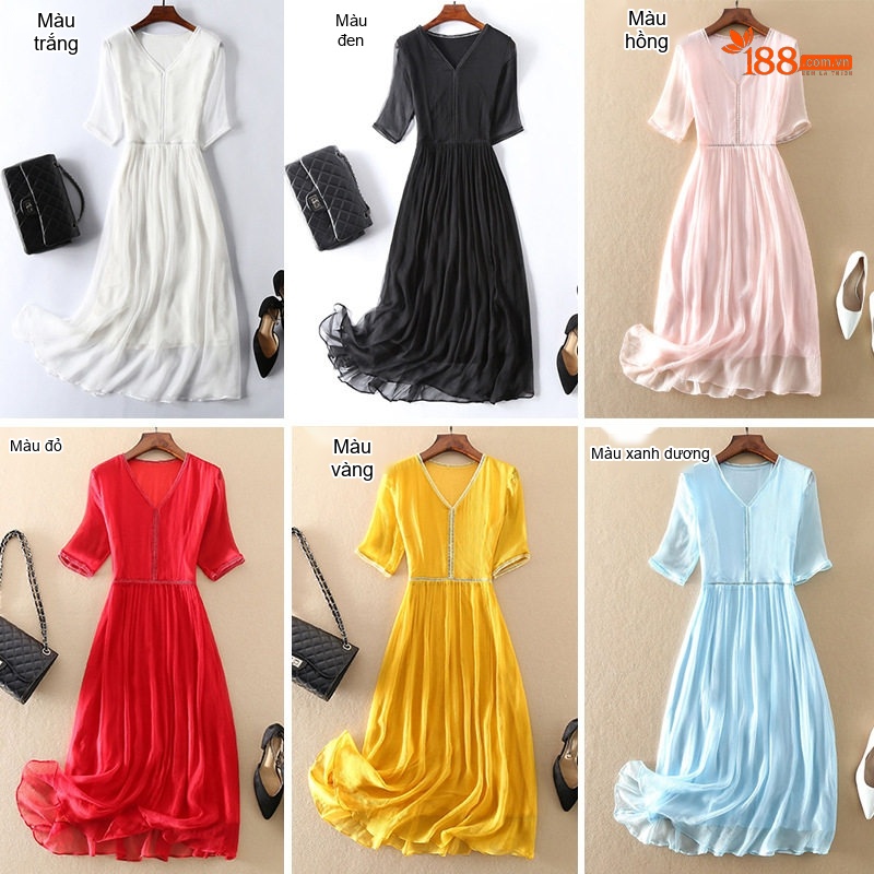 Váy Lụa Dài Tay Lỡ Công Sở Thanh Lịch Màu Trắng chi tiết 2