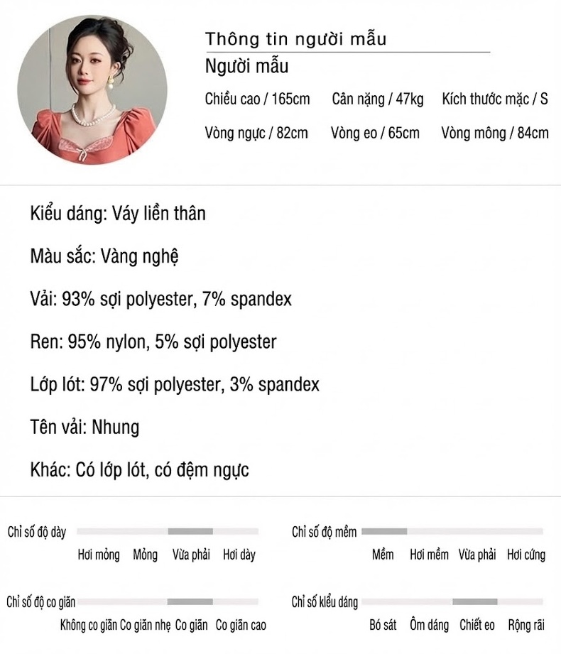 Váy Đầm Nữ Ôm Body Dáng Dài Tay Dài Cổ chữ Vuông Viền Ren Chất Liệu Nhung Màu Cam chi tiết 2
