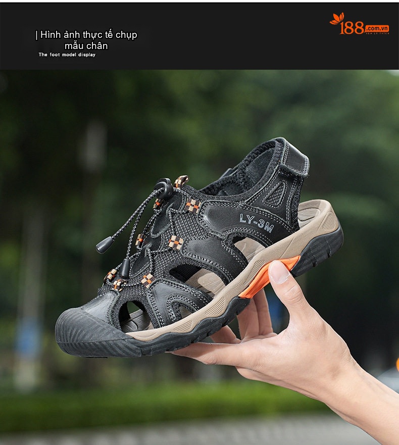 Sandal Da Bò Nam Quai Hậu Outdoor Đế Cao 3cm chi tiết 2