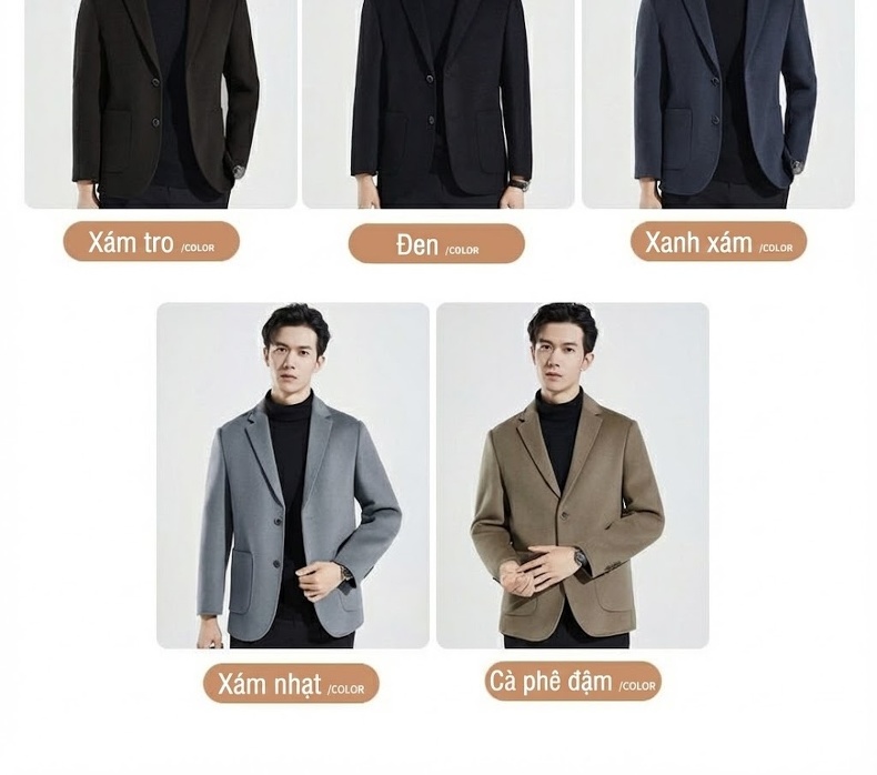 Áo Vest Nam 100% Lông Cừu Thu Đông Dáng Ôm Màu Nâu, Xám, Xanh Navy, Đen chi tiết 12