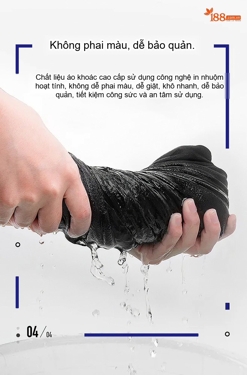 Áo Khoác Nam Cổ Trụ Mỏng Nhẹ Kiểu Dáng Ngắn Màu Xanh Navy chi tiết 6