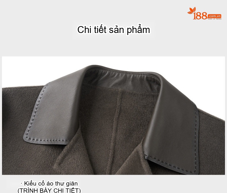 Áo Khoác Dạ Nam Lông Cừu Dáng Dài Cổ Da Cừu Cao Cấp Màu Đen, Xám chi tiết 25