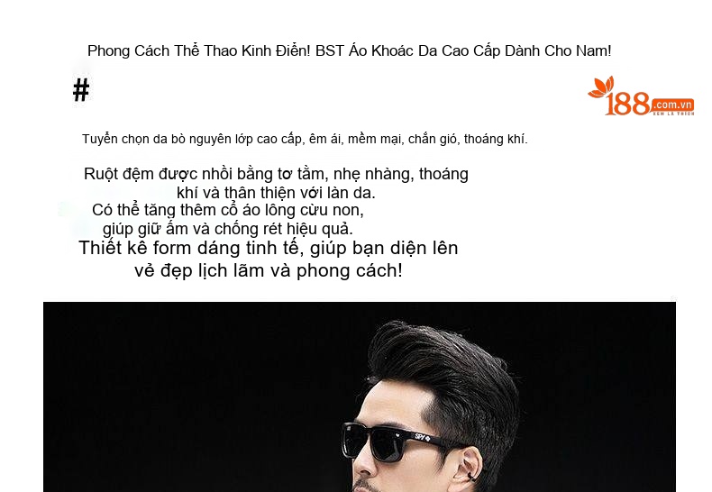 Áo Khoác Da Thật Nam Dáng Rộng Tay Lỡ Phong Cách Hong Kong Màu Đen chi tiết 2