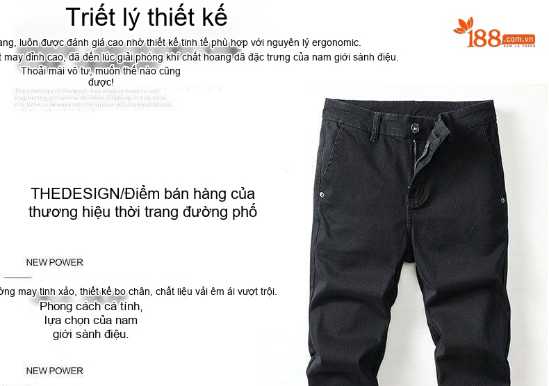 Quần Dài Nam Ống Đứng Cotton Dáng Rộng Khaki, Đen chi tiết 12