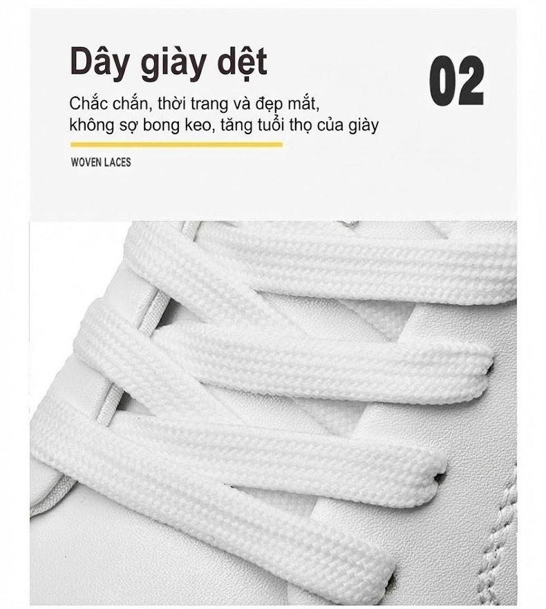 Giày Thể Thao Nam Đế Cao 6cm Phong Cách Casual Màu Đen, Trắng chi tiết 9