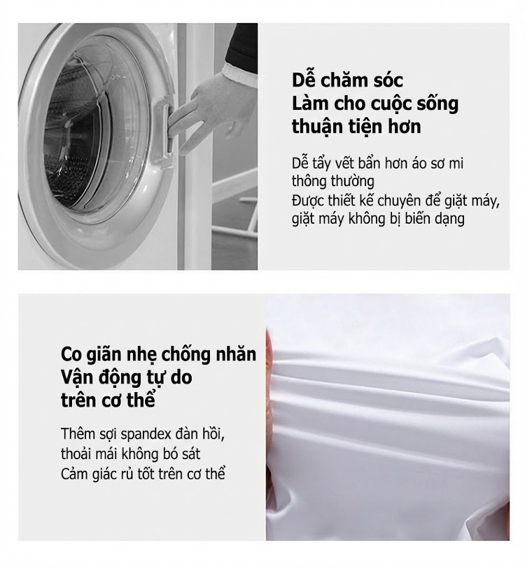 Áo Sơ Mi Dài Tay Nam Vải Sợi Tre Công Sở Màu Đen, Đỏ Rượu, Tím, Trắng... chi tiết 3