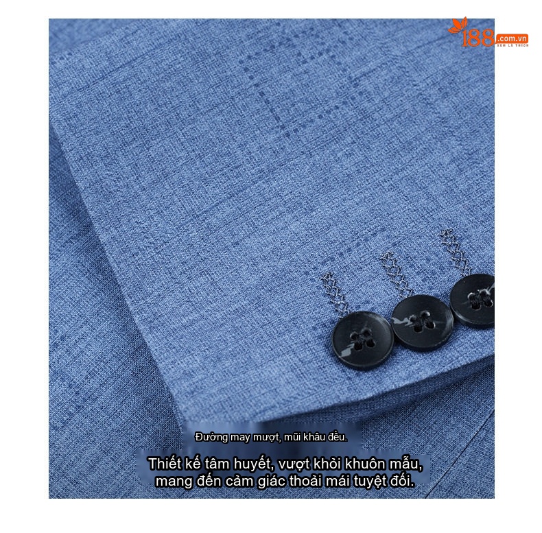 Áo Vest Blazer Nam Mỏng Nhẹ Dáng Ôm Vừa Vặn Màu Xanh Lam chi tiết 7