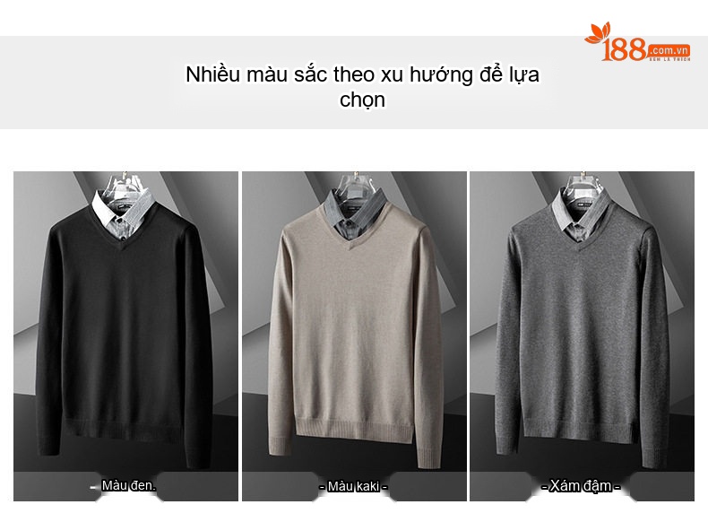 Áo Len Nam Dệt Kim Cổ Sơ Mi Giả Hai Lớp Phong Cách Hàn Quốc Màu Đen, Xám, Trắng, Nâu chi tiết 4