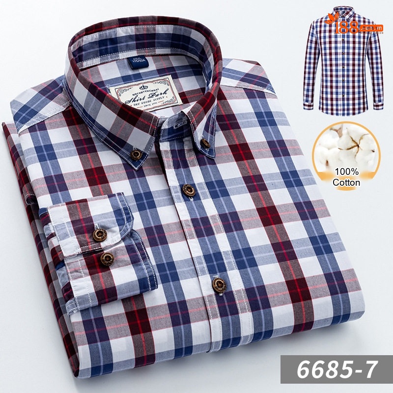 Áo Sơ Mi Tay Dài Nam Cotton Kẻ Caro Thời Trang Công Sở Hàng Ngày Màu Xanh, Đen, Đỏ, Xám...