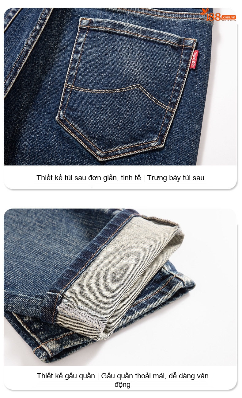 Quần Jean Nam Ống Đứng Co Giãn Thoải Mái Màu Xanh Denim chi tiết 24
