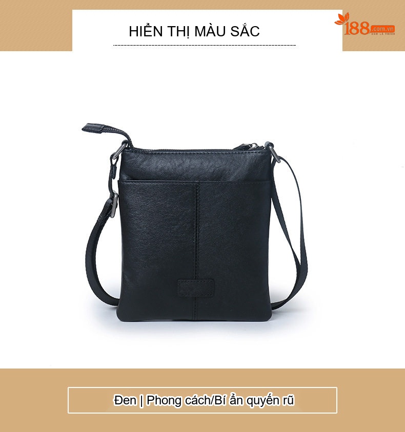 Túi Đeo Chéo Nam Da Thật Retro Túi Đeo Vai Nam Phong Cách Thời Trang Da Thuộc Lớp Đầu Màu Đen chi tiết 11