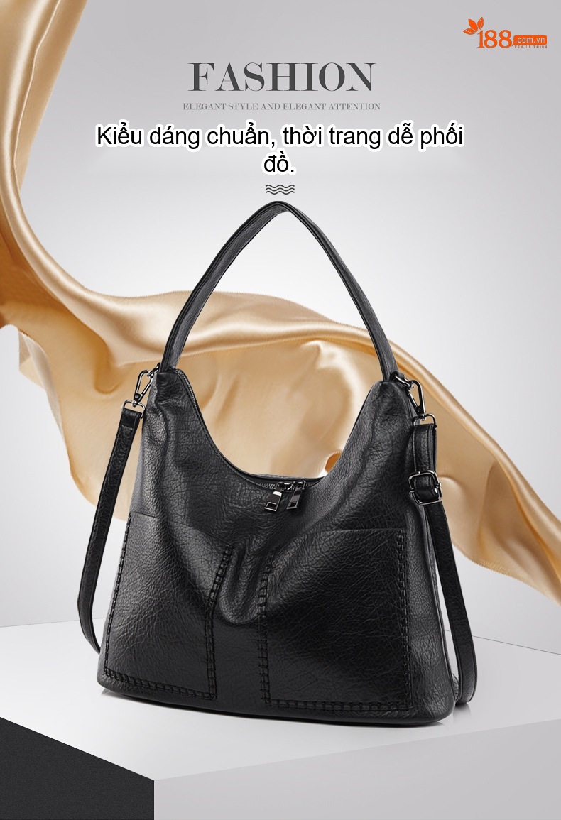 Túi Tote Da Mờ Đeo Vai Đựng Vừa A4 Phong Cách Casual Màu Đen, Nâu chi tiết 2