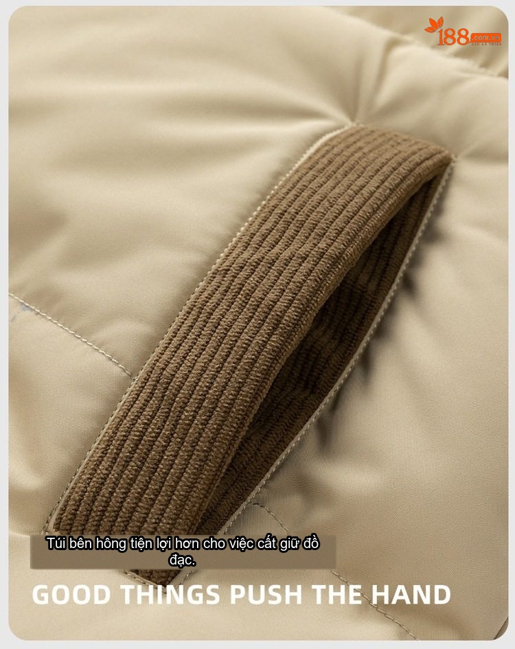 Áo Khoác Phao Nam Nữ Cotton Lót Dày Mũ Rời Chất Liệu Vải Lanh Màu Be, Đen, Xanh Lá, Hồng... chi tiết 16