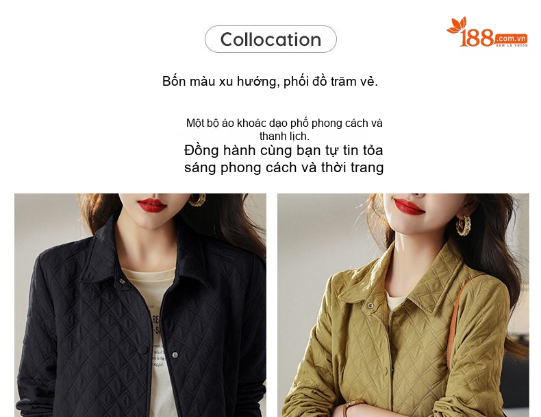 Áo Khoác Nữ Họa Tiết Trám Thời Trang Phong Cách Tiểu Thư Màu Hồng, Vàng, Trắng, Đen... chi tiết 4