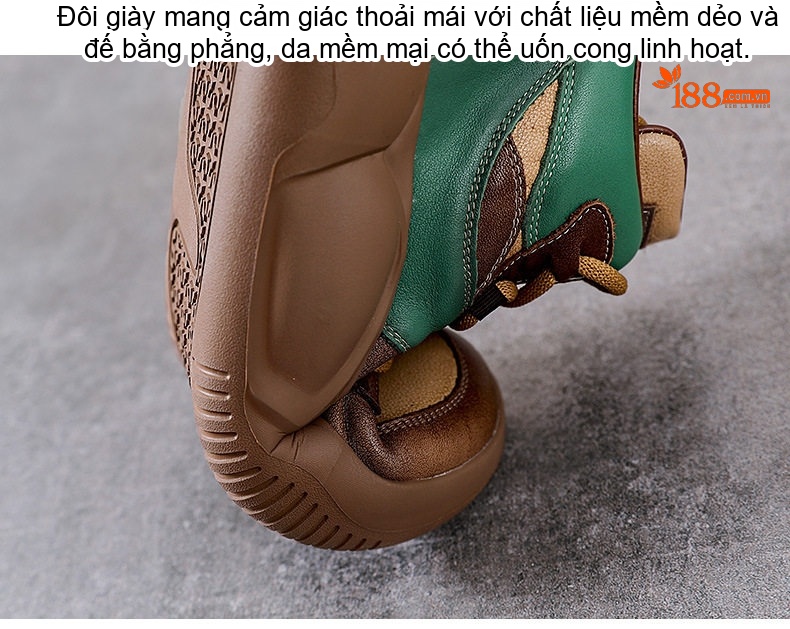 Giày Boot Nữ Da Bò Cổ Cao Thắt Dây Chiều Cao Đế Khoảng 5cm Màu Nâu, Vàng Be, Xanh Lá chi tiết 10