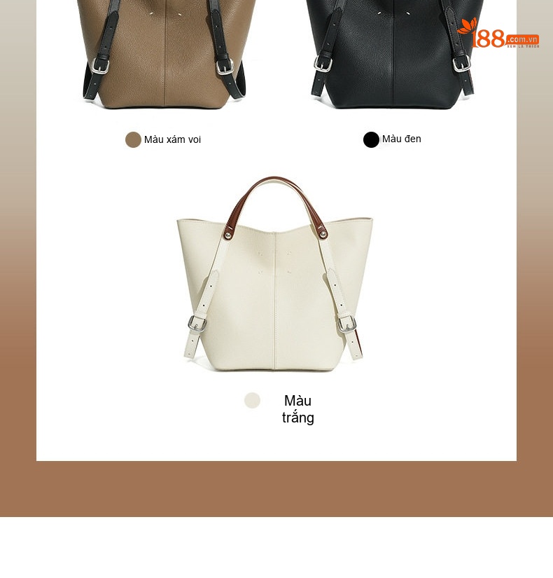 Túi Tote Da Bò Sức Chứa Lớn Đeo Vai Công Sở Phong Cách Tối Giản Màu Kem, Nâu chi tiết 5