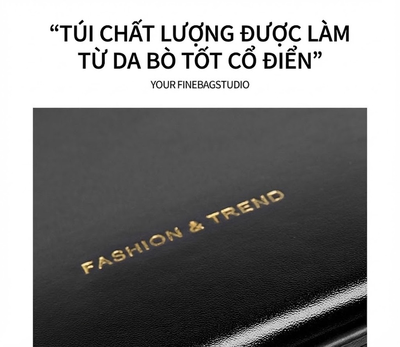 Túi Xách Nữ Da Bóng Đeo Vai Thiết Kế Tối Giản Màu Đen, Trắng chi tiết 6