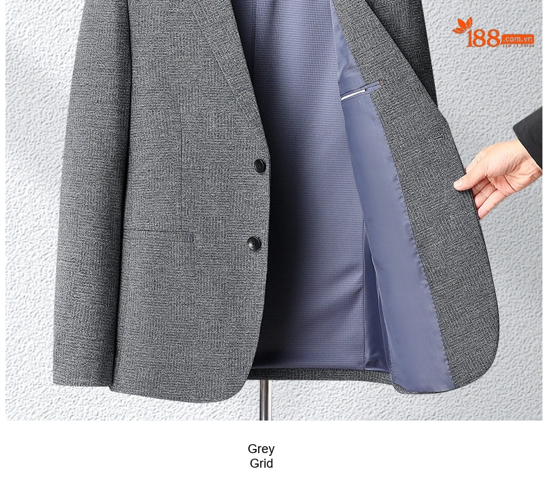 Áo Vest Nam Mỏng Co Giãn Chống Nhăn Họa Tiết Kẻ Ô Ôm Dáng Phong Cách Hàn Quốc Màu Xám chi tiết 13