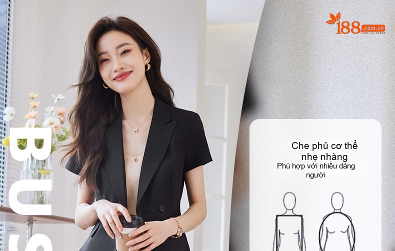 Bộ Vest Công Sở Nữ Tay Ngắn Mỏng Nhẹ Màu Xám, Be, Đen chi tiết 5