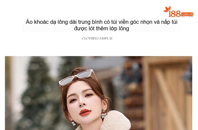 Áo Khoác Nữ Da Bóng Lót Lông Cổ Lông Dày Dặn Phong Cách Hàn Quốc Màu Nâu, Đen chi tiết 6