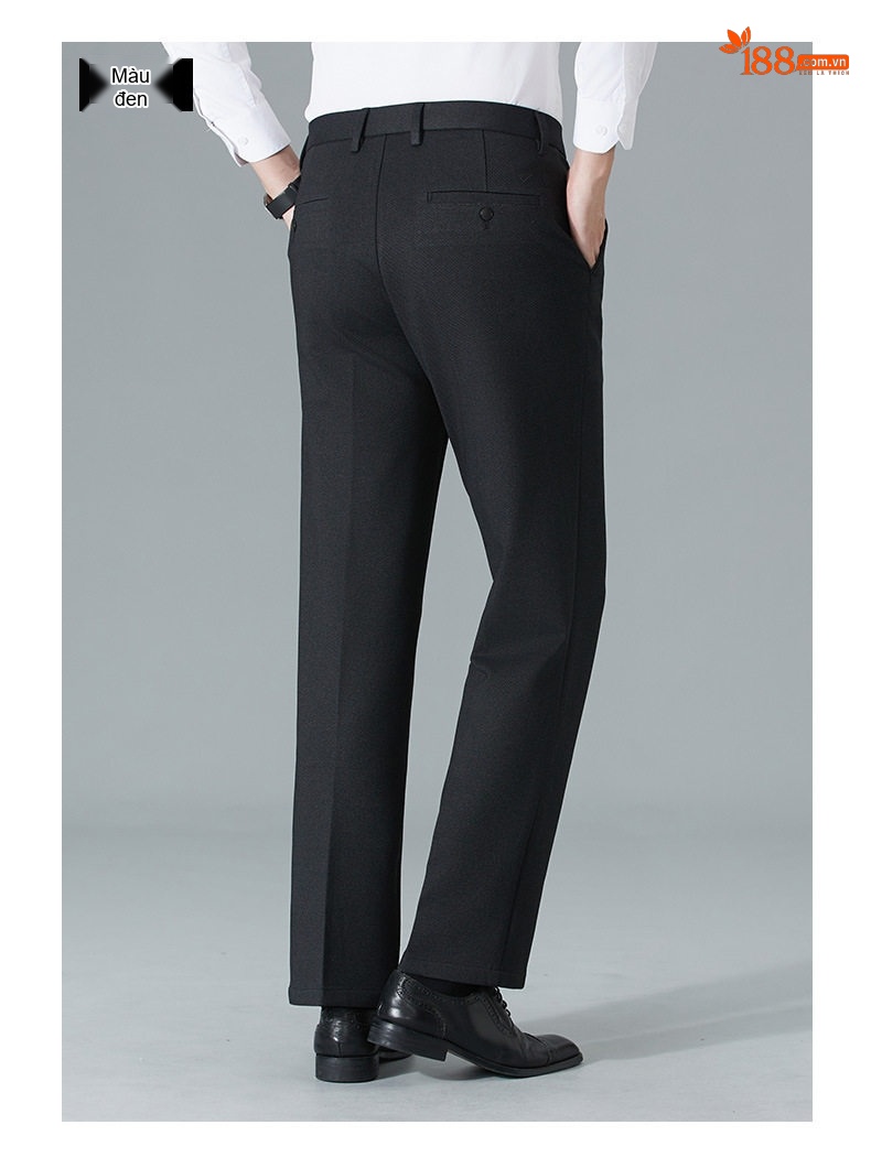 Quần Âu Nam Wool Dáng Suông Chống Nhăn Không Cần Là Màu Đen, Xanh Navy chi tiết 10