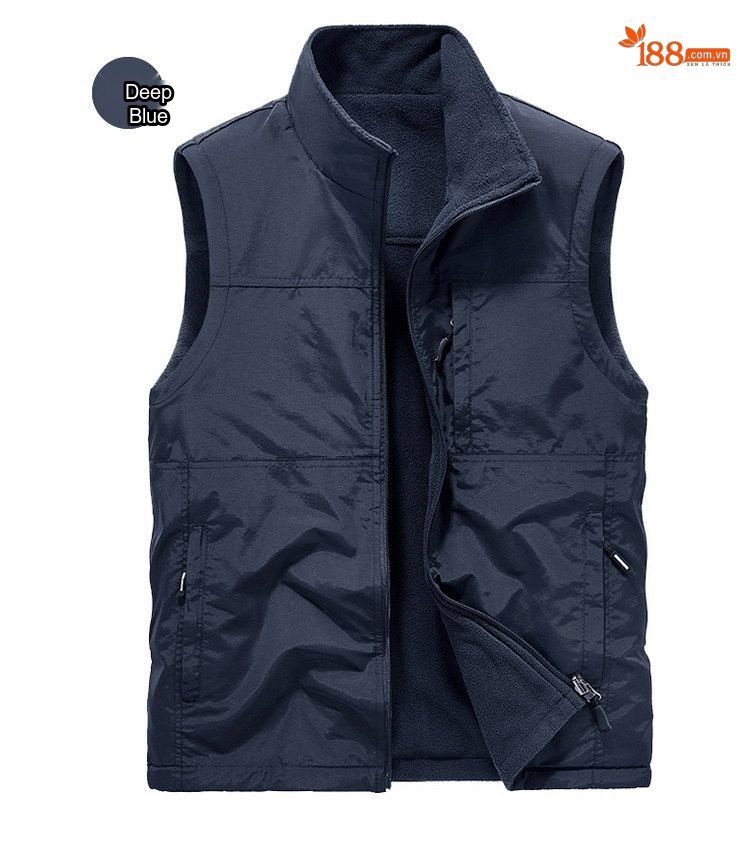 Áo Gile Nam Lót Lông Cừu Non Dày Dặn Hai Mặt Màu Xanh Rêu, Xám, Xanh Navy, Nâu... chi tiết 15