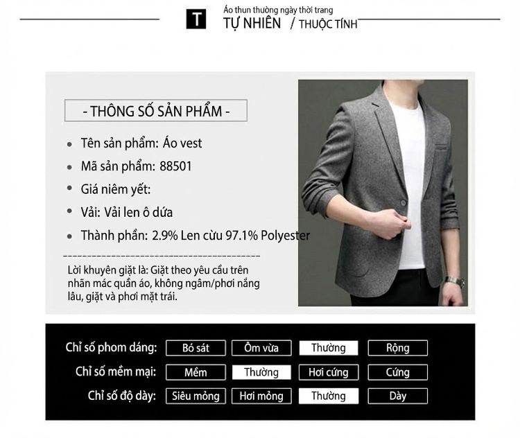 Áo Vest Nam Chứa Lông Cừu Dáng Ôm Vừa Vặn Không Nhăn Màu Xám, Kem chi tiết 7