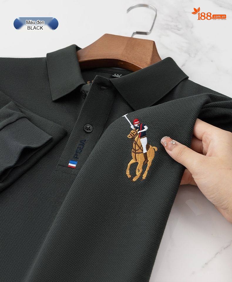 Áo Polo Nam Tay Dài Cotton Cổ Bẻ Phong Cách Doanh Nhân Màu Xanh Lá, Đen, Xanh Dương, Kem... chi tiết 42