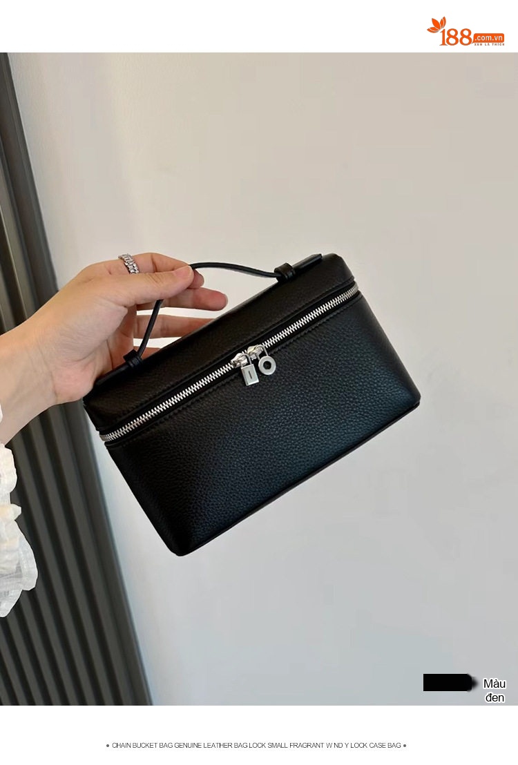 Túi Hộp Đựng Cơm Da Bò LP19, Túi Xách Tay, Túi Đeo Chéo Mini Đựng Điện Thoại Màu Trắng, Đen, Nâu chi tiết 17