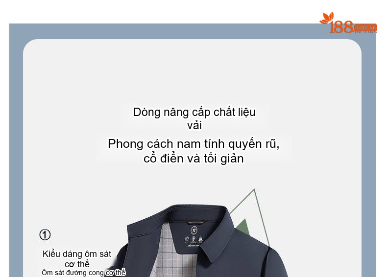 Áo Khoác Nam Dáng Suông Cổ Bẻ Khóa Kéo Phong Cách Doanh Nhân Màu Xanh Navy, Be chi tiết 8
