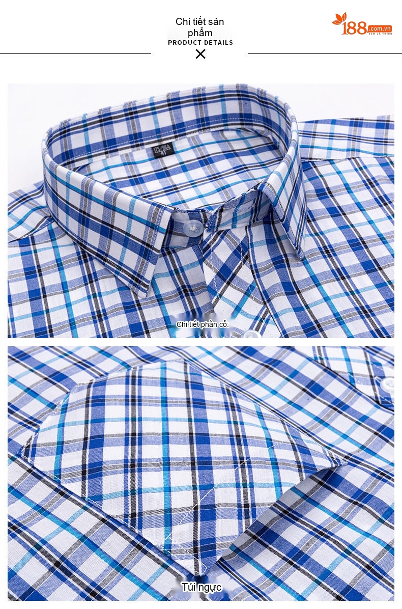 Áo Sơ Mi Dài Tay Nam Cotton Mỏng Phong Cách Thời Trang Họa Tiết Kẻ Caro chi tiết 14