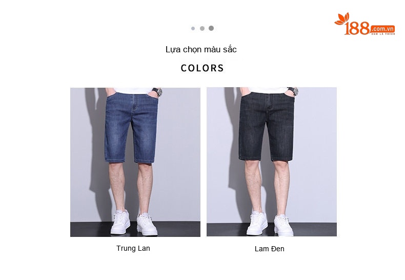 Quần Short Jean Nam Ống Lửng Co Giãn Thoáng Mát Màu Xanh, Đen chi tiết 3