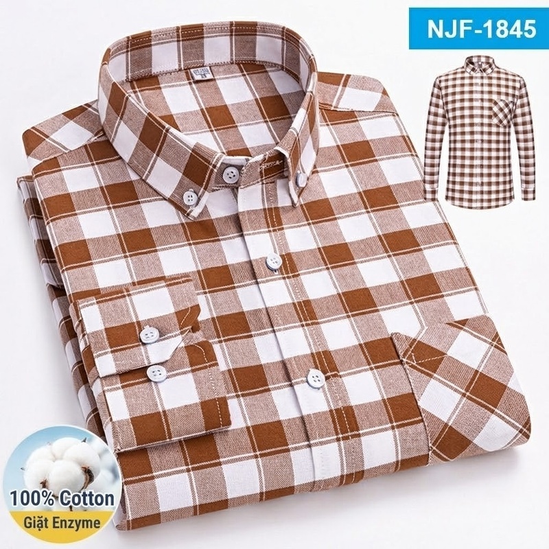 Áo Sơ Mi Tay Dài Cotton Oxford Dáng Rộng Thoải Mái Màu Trắng, Xám, Xanh, Đỏ...