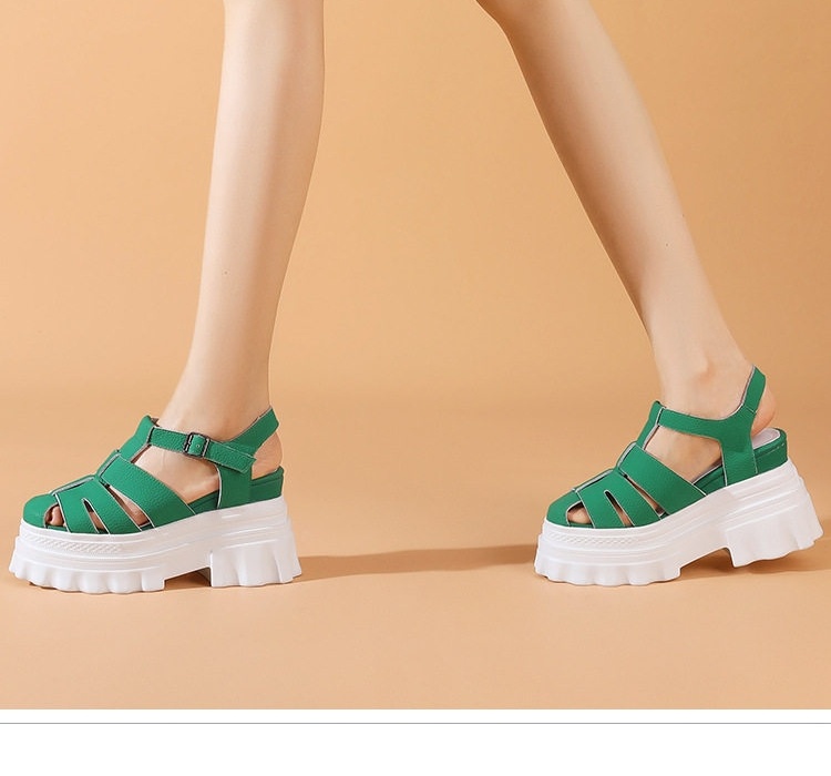Dép Sandal Nữ Quai Hậu Lưới Đế Bánh Mì Đế Cao 5cm - 6cm Màu Đen, Xanh, Nâu chi tiết 2